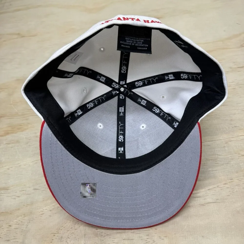 NEW Atlanta Hawks New Era White/Red State Pride 59FIFTY Fitted Hat sz 7 7/8